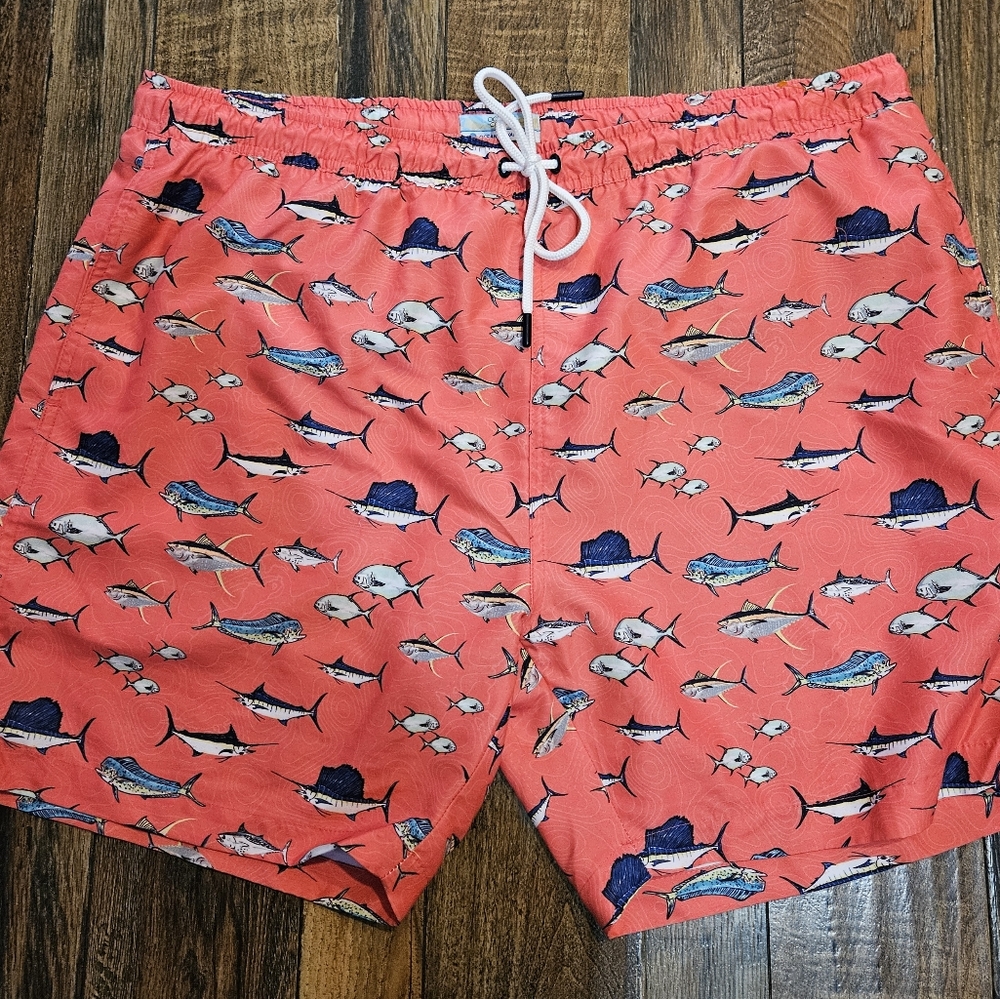 Ocean Coast Coral Pink  Mens‎ Ocean Life Swim Trunks.